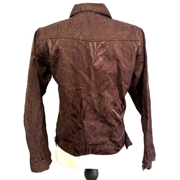 Vintage Brown Jacket by Carrie Allen with Blue Gemstone Buttons sz Medium Bust P - Picture 2 of 9